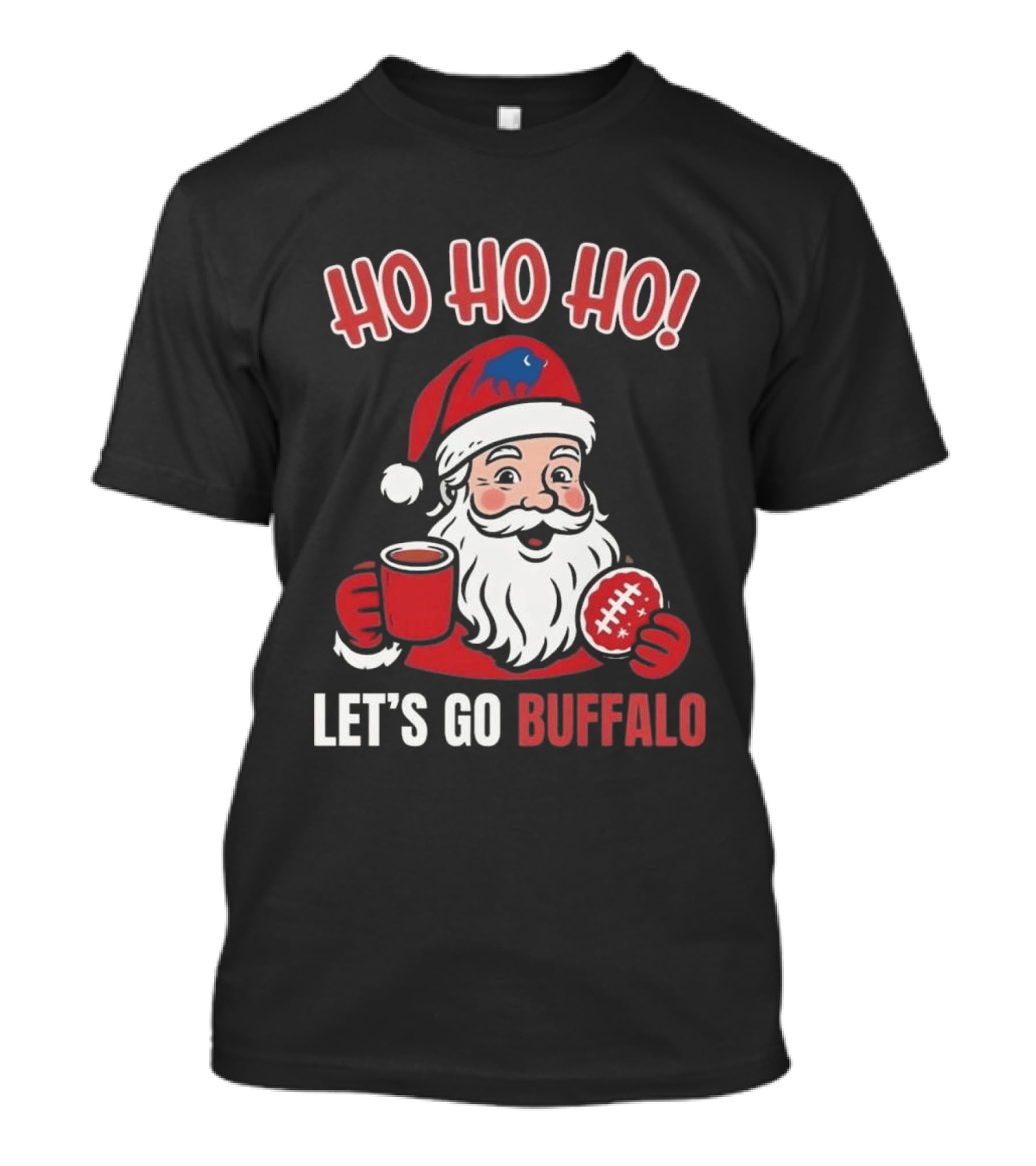 Ho Ho Ho Let's Go Buffalo Bills Santa Claus Merry Christmas T-Shirt