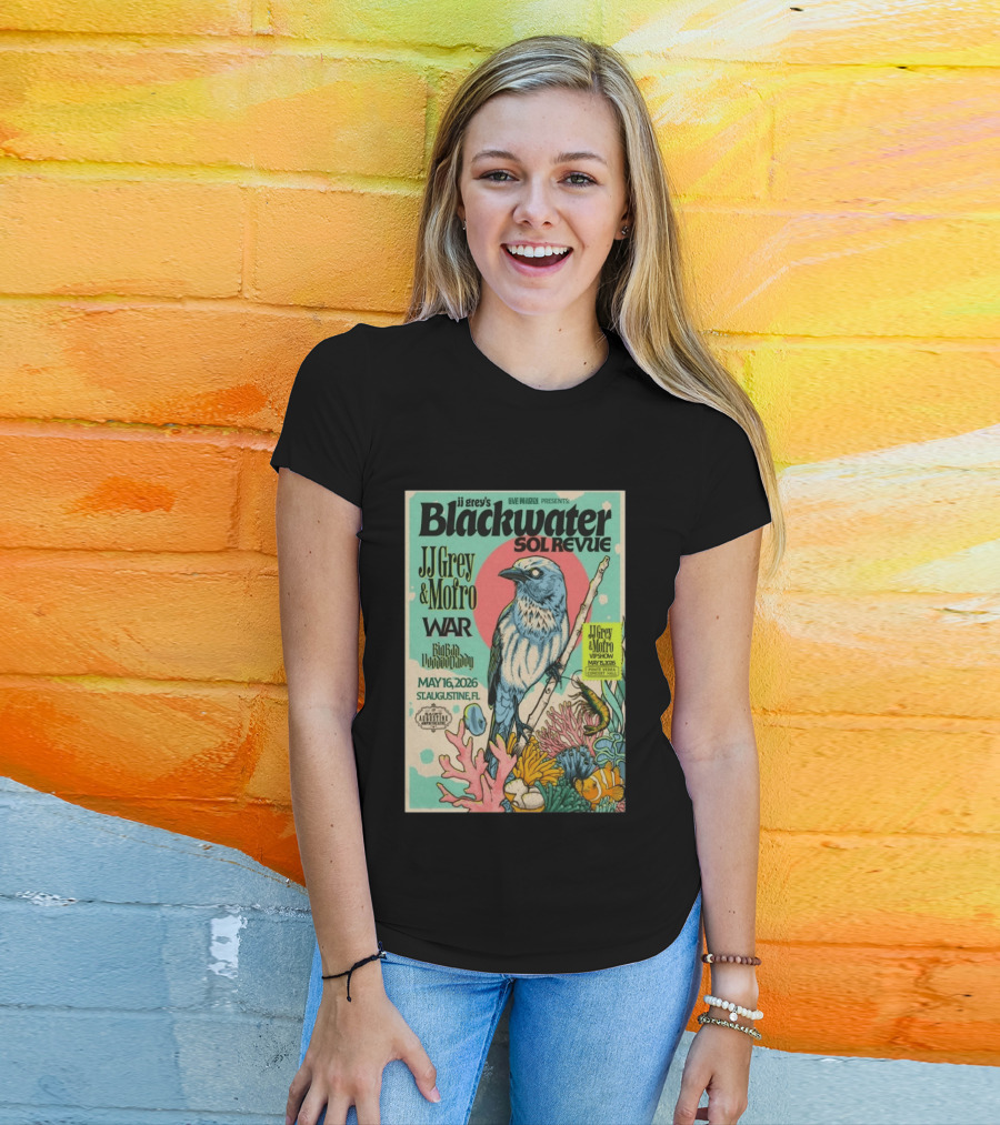 JJ Grey & Mofro Blackwater Sol Revue St. Augustine FL May 16 2026 War Big Bad Voodoo Daddy Live Wildly Presents Concert Event T-Shirt