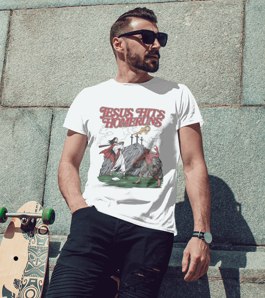 Jesus Hits Homeruns Biblical Baseball T-Shirt