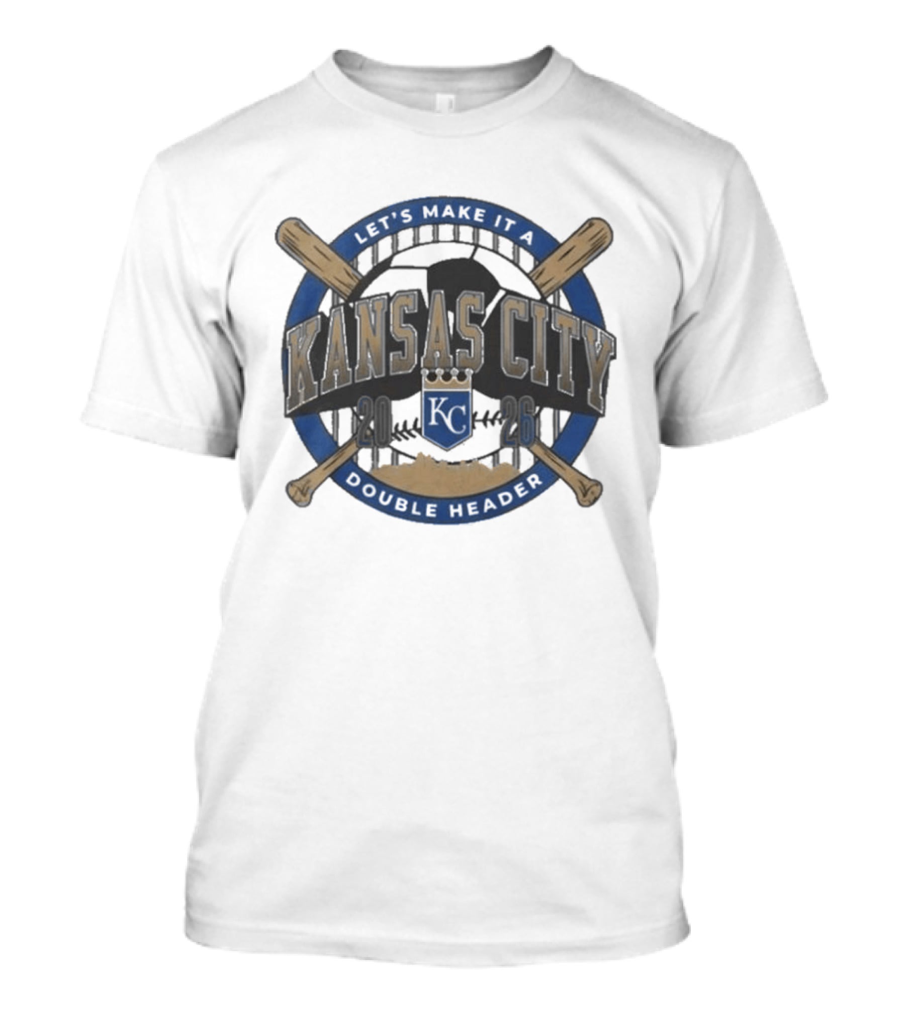 Kansas City Let's Make It A Double Header KC Royals Baseball Bats T-Shirt
