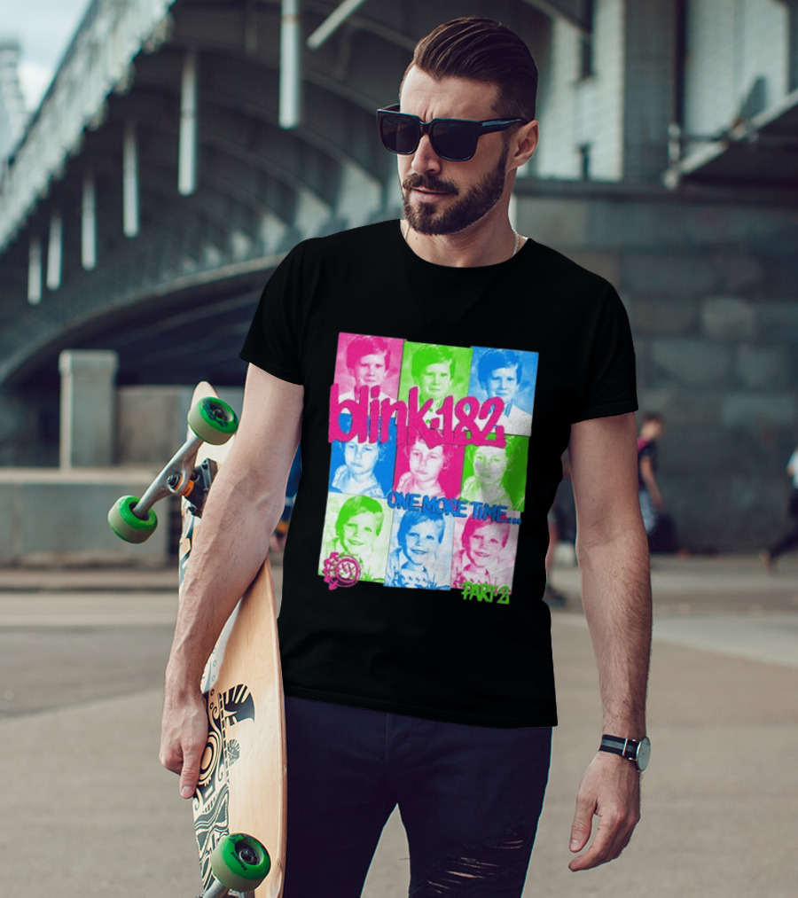 Blink 182 One More Time Tour Part 2 Retro Childhood Photo Collage T-Shirt