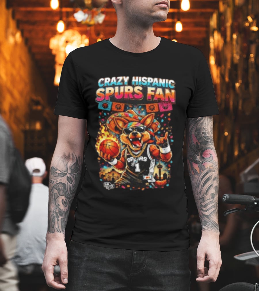 Crazy Hispanic Spurs Fan Fiesta Basketball San Antonio Vibes T-Shirt