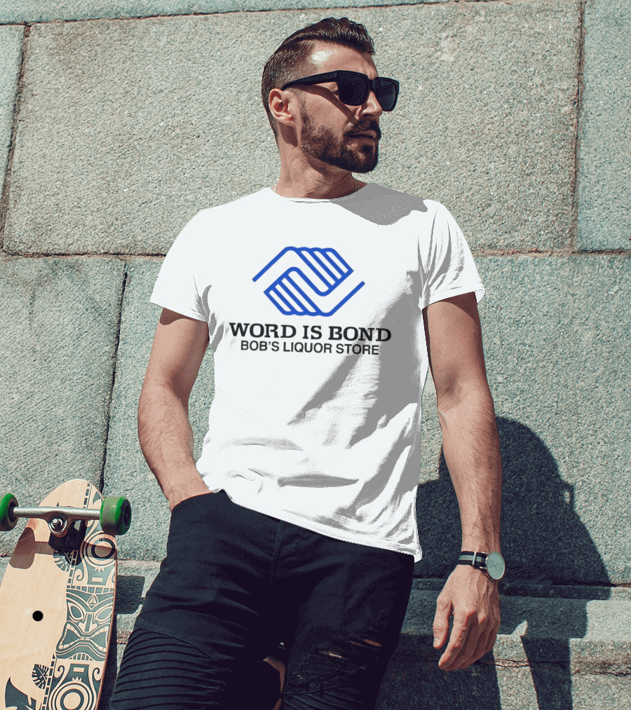 Word Is Bond Bob's Liquor Store Boys & Girls Clubs Blue Hands T-Shirt
