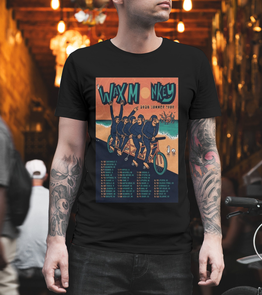 Wax Monkey 2026 Summer Tour Bicycle Monkeys Coastal Cities Concert Dates T-Shirt