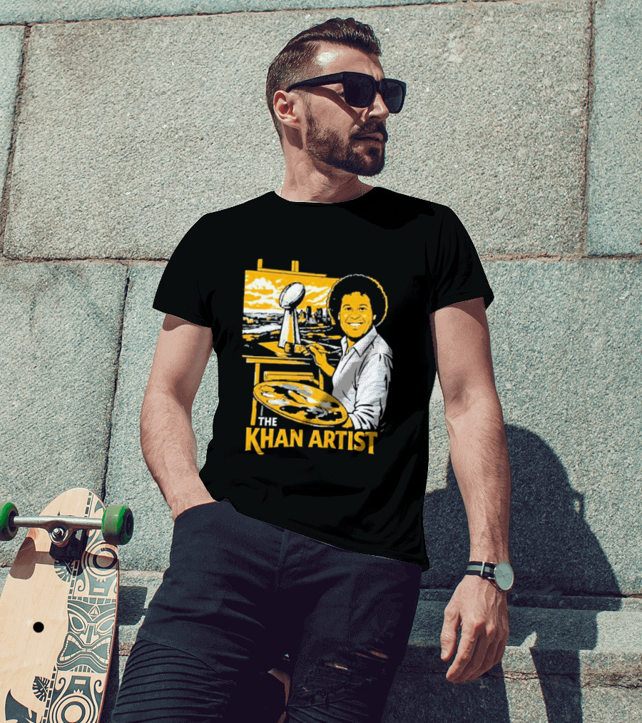 The Khan Artist Pittsburgh Draft Football Trophy Painter T-Shirt