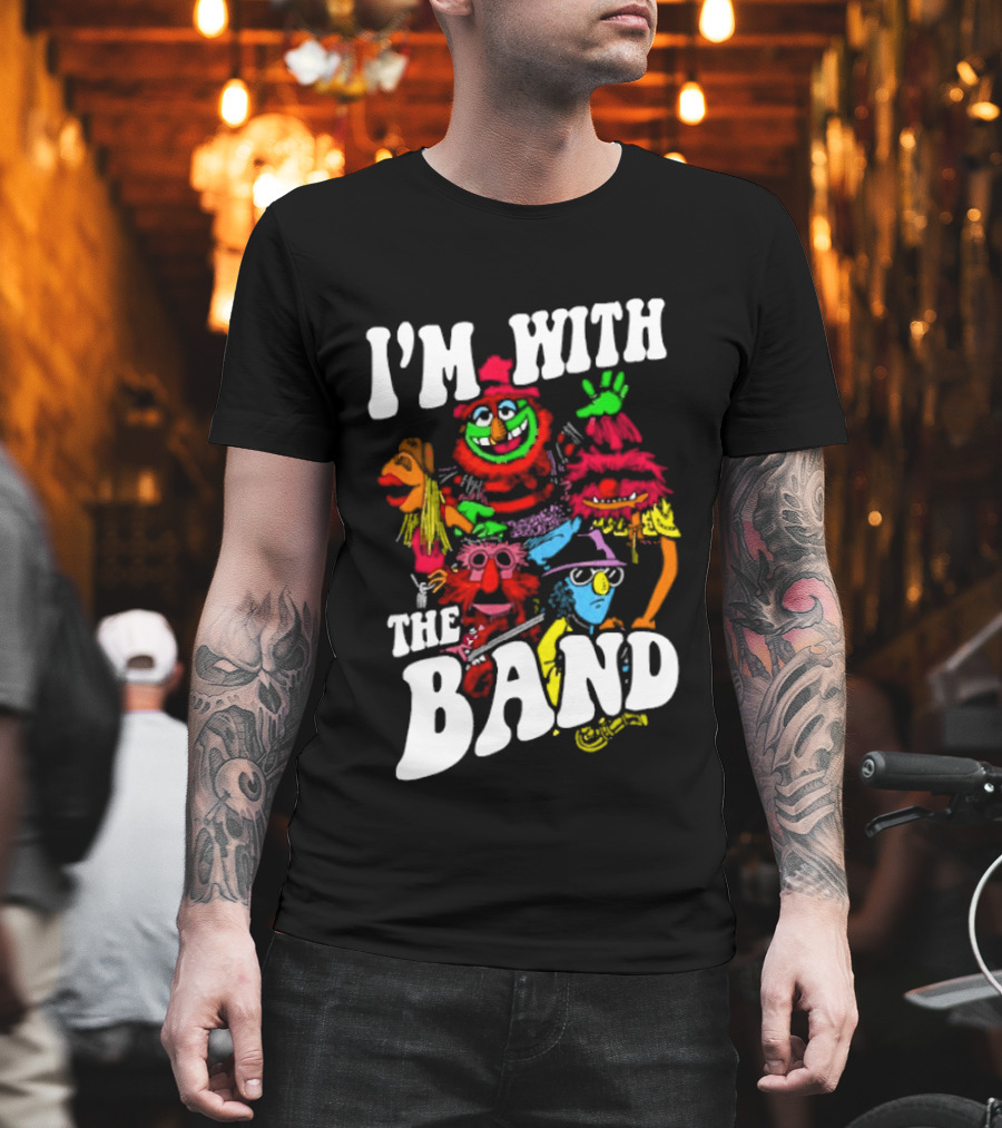 I'm With The Band Muppet Characters Colorful Collage T-Shirt