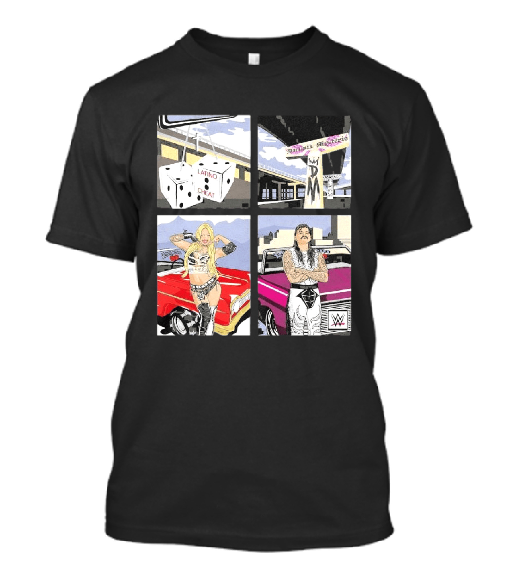 Ripple Junction Dominik Mysterio Liv Morgan 00s RPG WWE Latino Cheat Dice T-Shirt