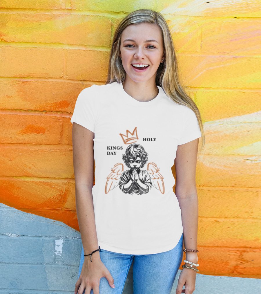 Dirty Workz Holy Kingsday The Saints Netherlands 2026 Angel With Crown And Wings T-Shirt