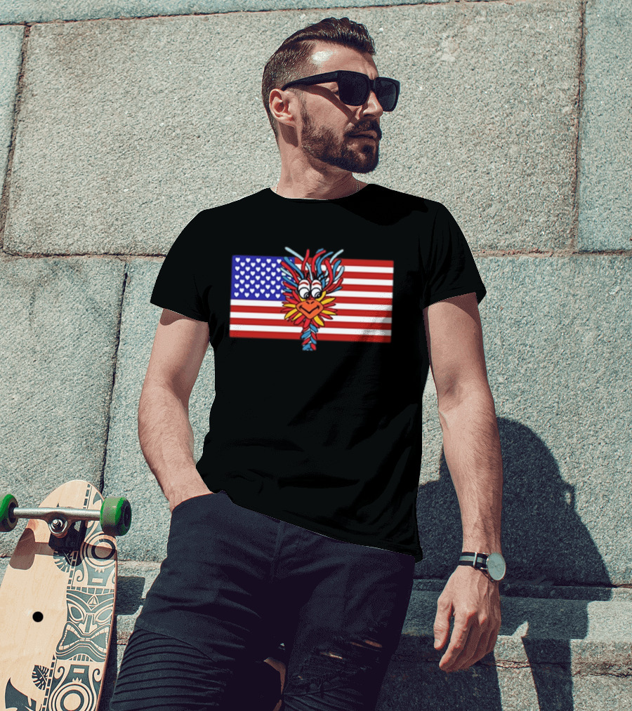 Patriotic Gooney Bird American Flag Hearts And Stripes T-Shirt