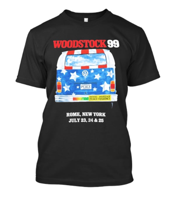 Woodstock 99 Something Very Bad Is Going To Happen Peace Frequency VW Van T-Shirt