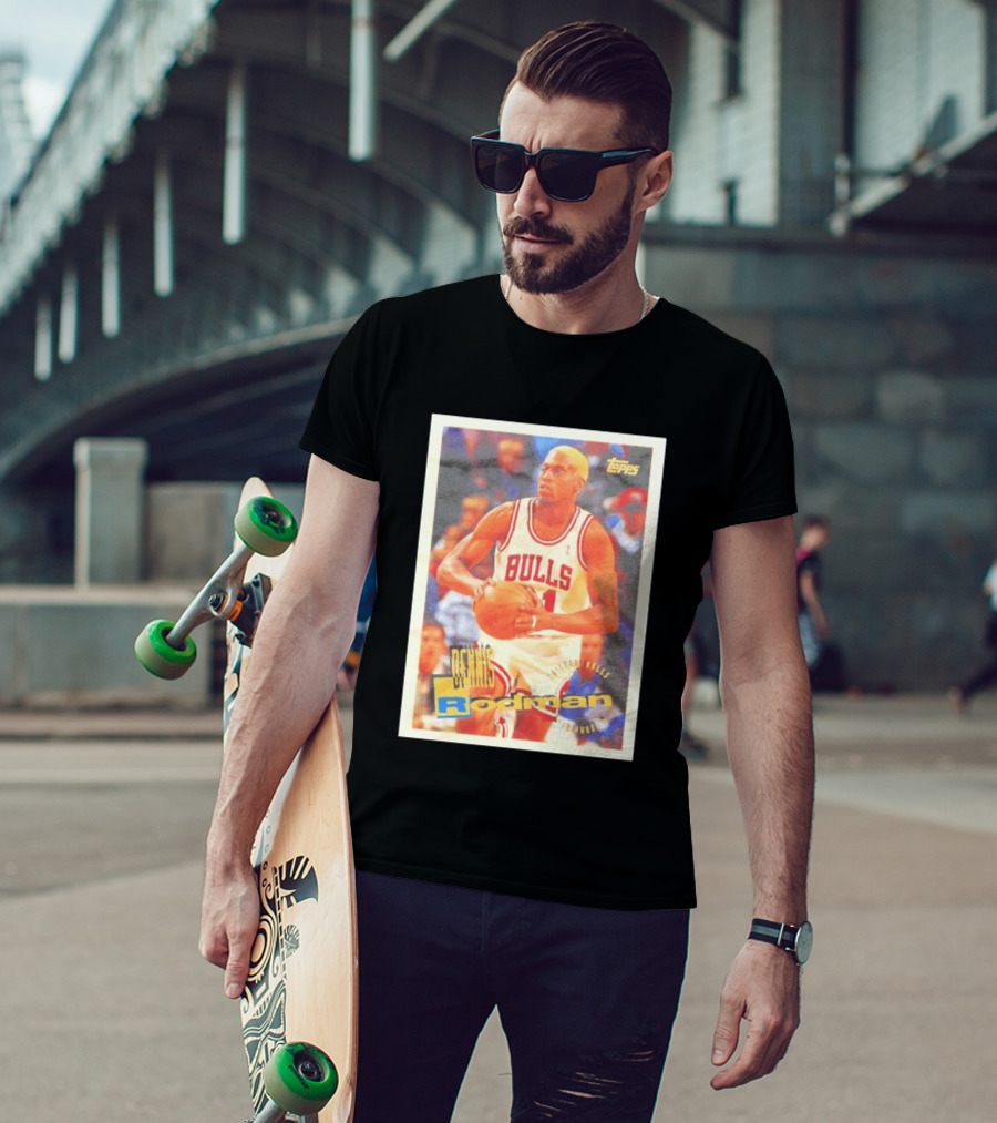 Dennis Rodman Chicago Bulls Topps Card NBA Forward T-Shirt