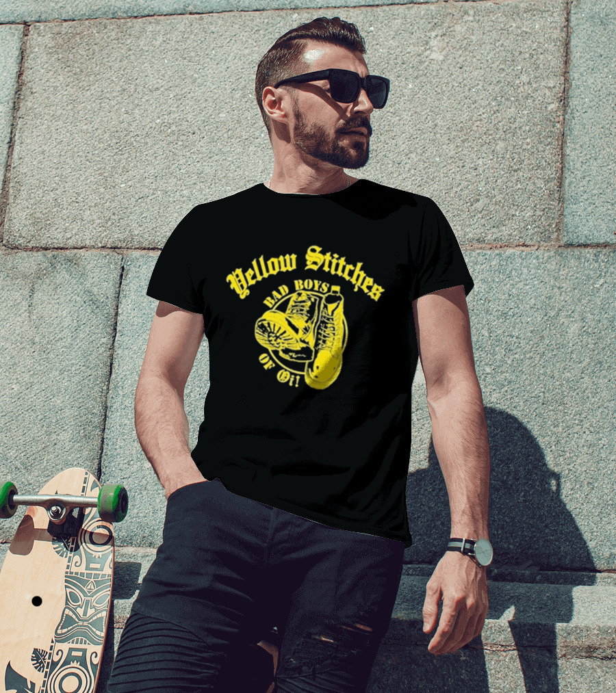 Yellow Stitches Bad Boys Of Oi Friends Family Forever Punk Boots T-Shirt
