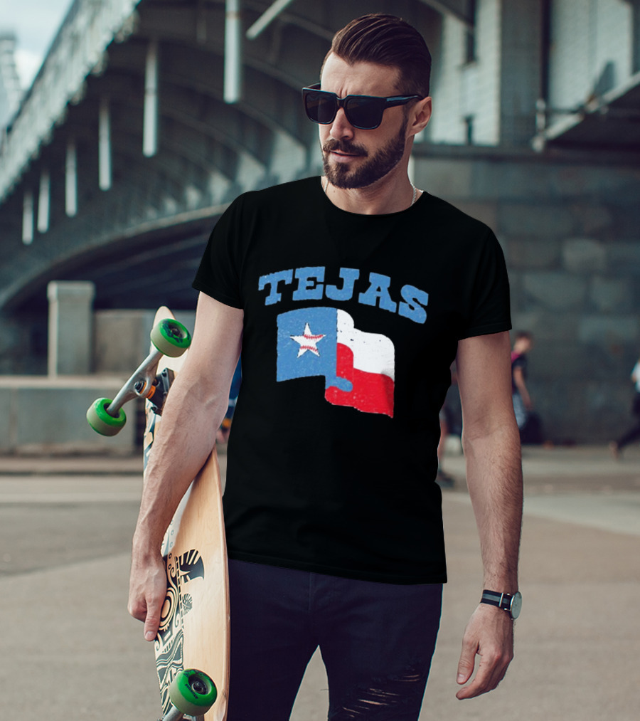 TEJAS Texas Flag With Baseball Star T-Shirt