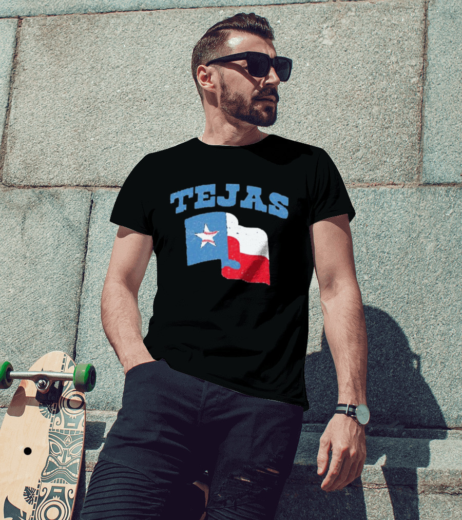 TEJAS Texas Flag With Baseball Star T-Shirt