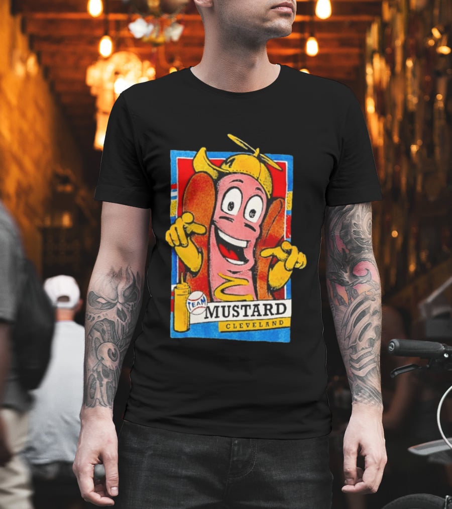 Cleveland Team Mustard Hot Dog Character Colorful T-Shirt