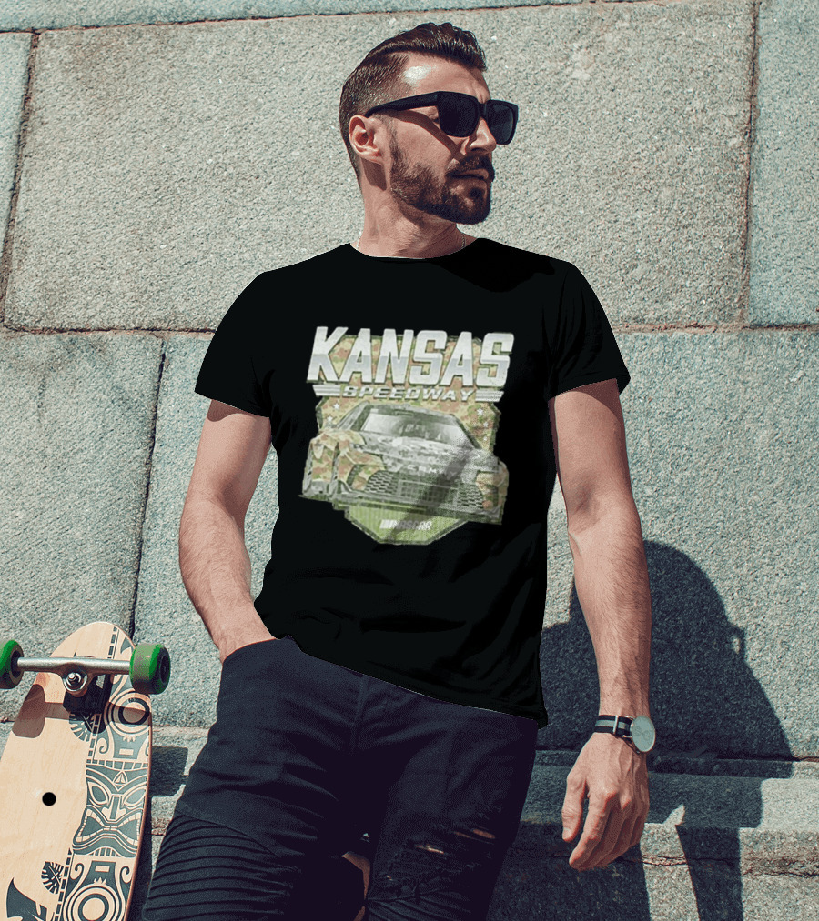 Kansas Speedway Camo Nascar Car Racing Americana T-Shirt