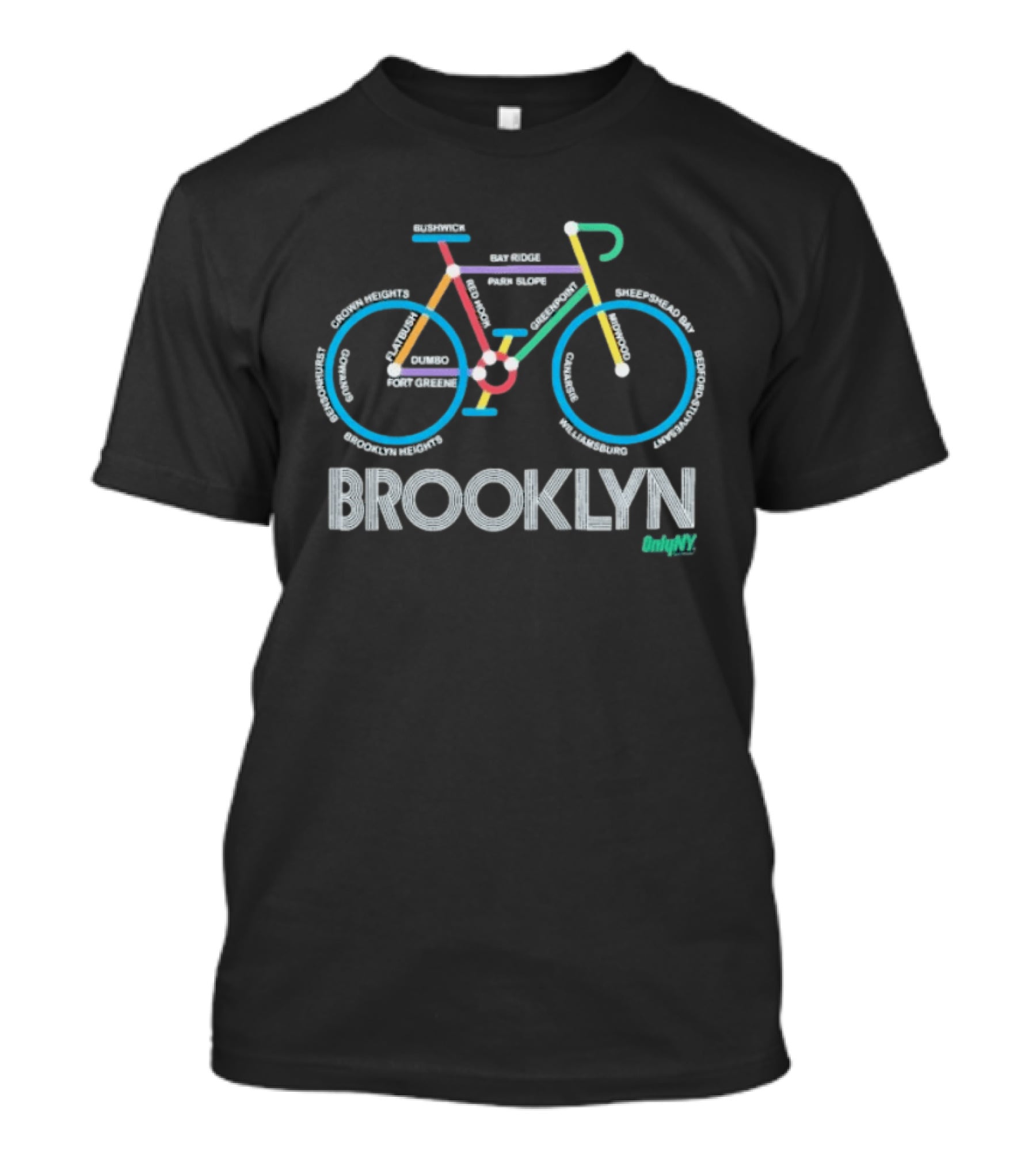 Only NY Brooklyn Neighborhoods Bike Map T-Shirt