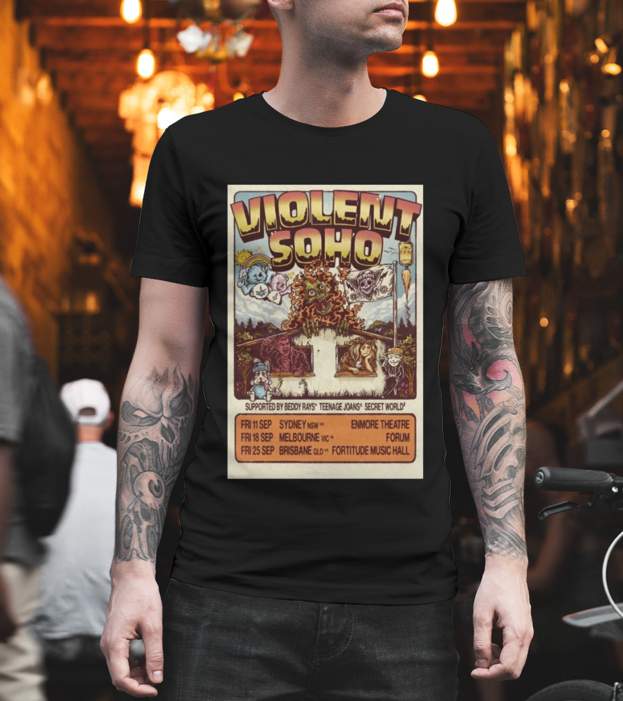 Violent Soho Australia Tour 2026 Enmore Theatre Forum Fortitude Music Hall Beddy Rays Teenage Joans Secret World T-Shirt