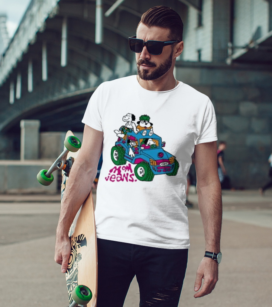 Mom Jeans Gorillaz Cartoon Characters Off Road Jeep Mock T-Shirt