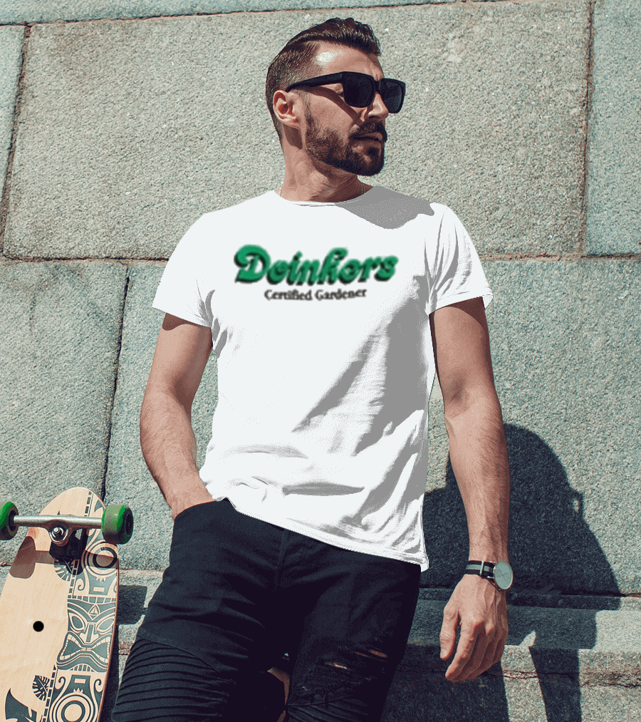 Doinkers Certified Gardener Green Text Gardening T-Shirt