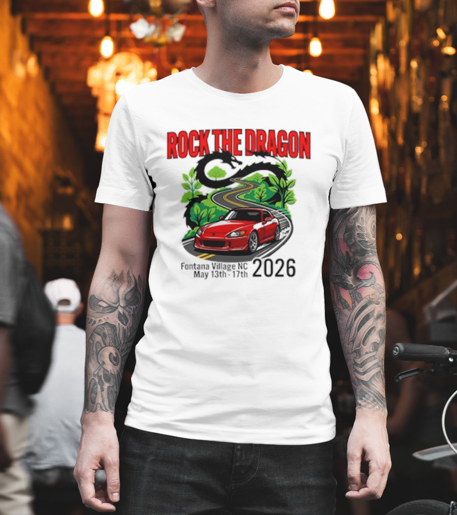 Rock The Dragon Fontana Village NC 2026 Red Car May 15th 17th T-Shirt
