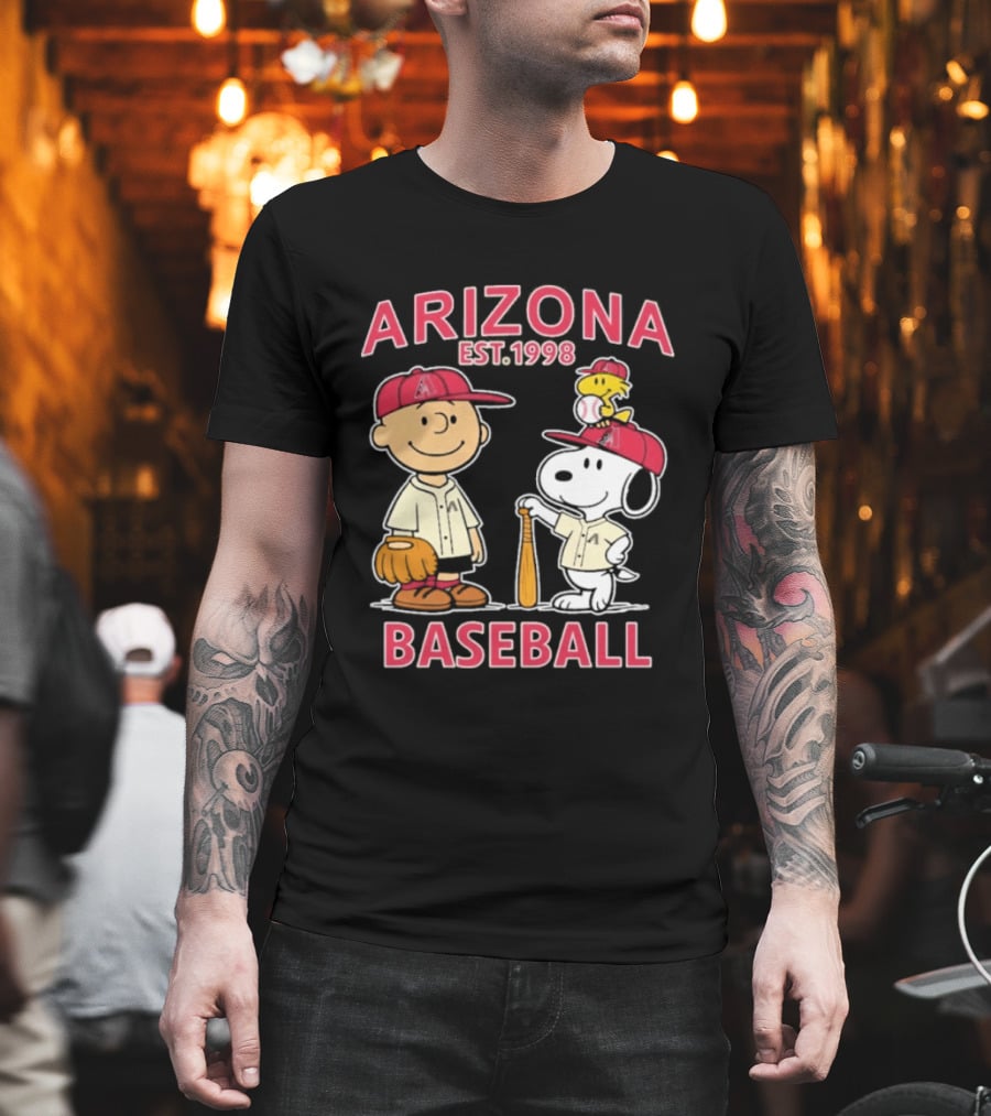 Arizona Est. 1998 Snoopy Woodstock Baseball Team Brown T-Shirt
