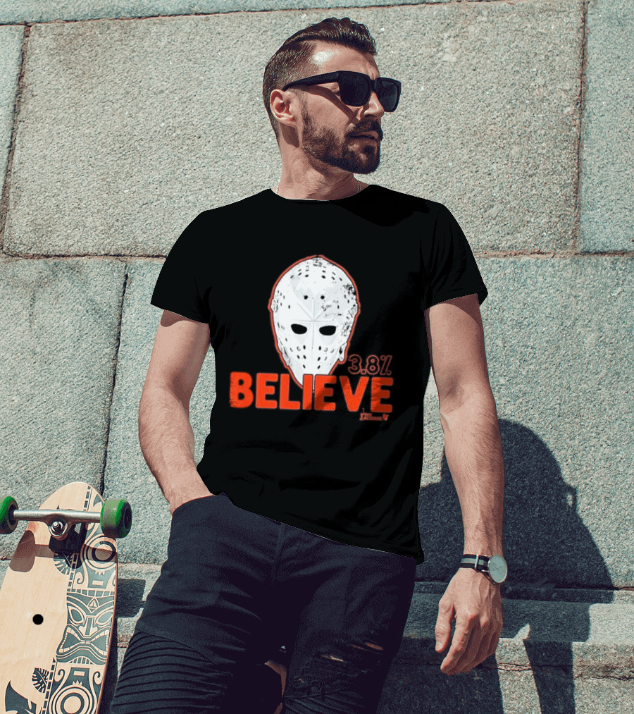 Bernie Parent Believe 33 Mask Philadelphia Hockey Legend T-Shirt