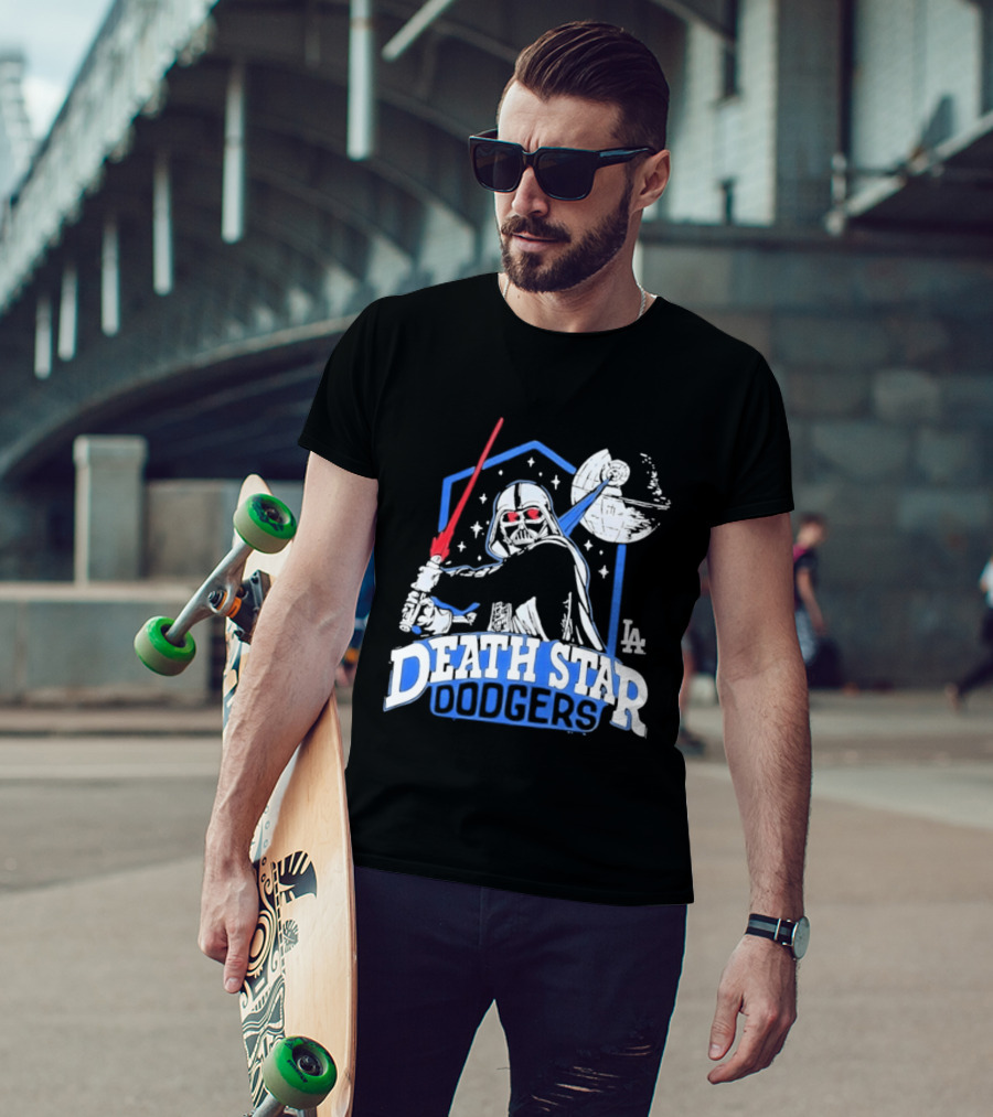 Death Star Dodgers LA Dark Side Star Wars Vader Mashup T-Shirt