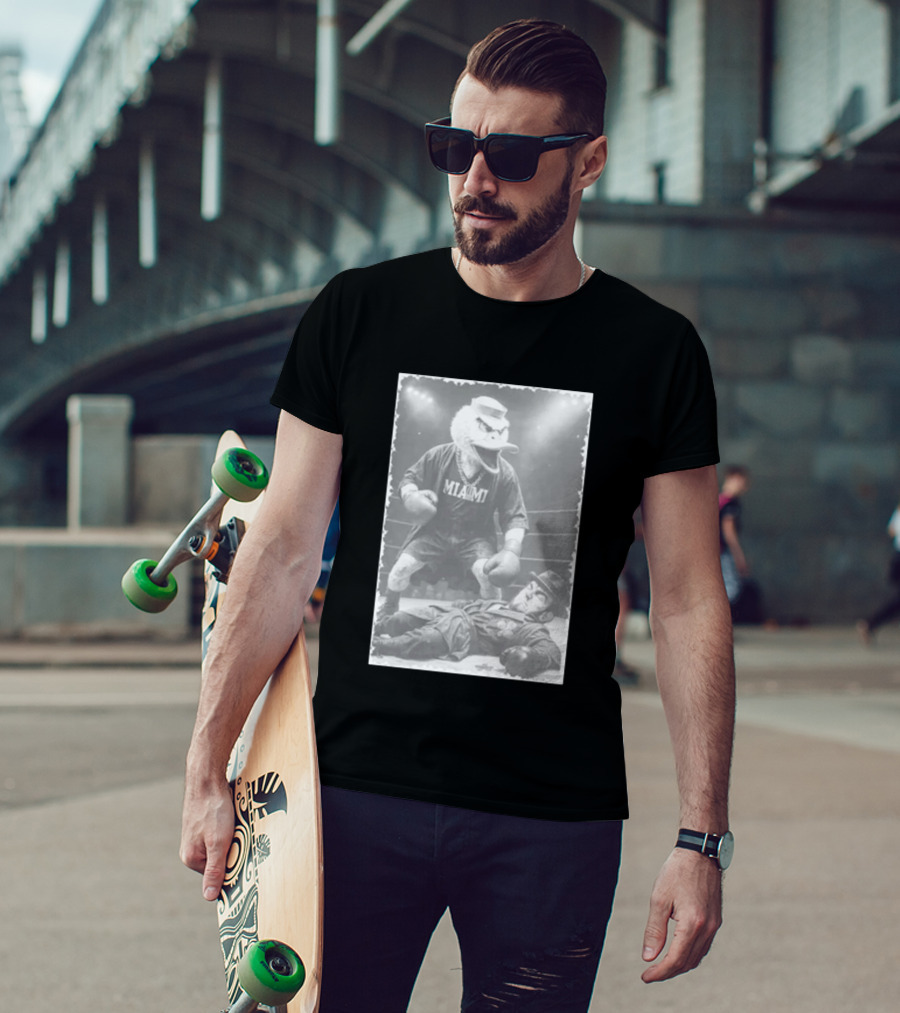 Miami Hurricanes Victory Mascot Dominating Classic Leprechaun Boxing Ring T-Shirt