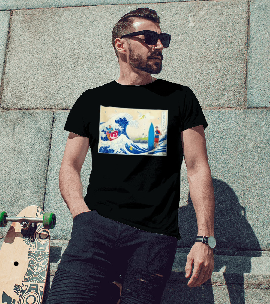 The Great Wave Tramore Surfing Scene Japan Irish Coast Fusion T-Shirt