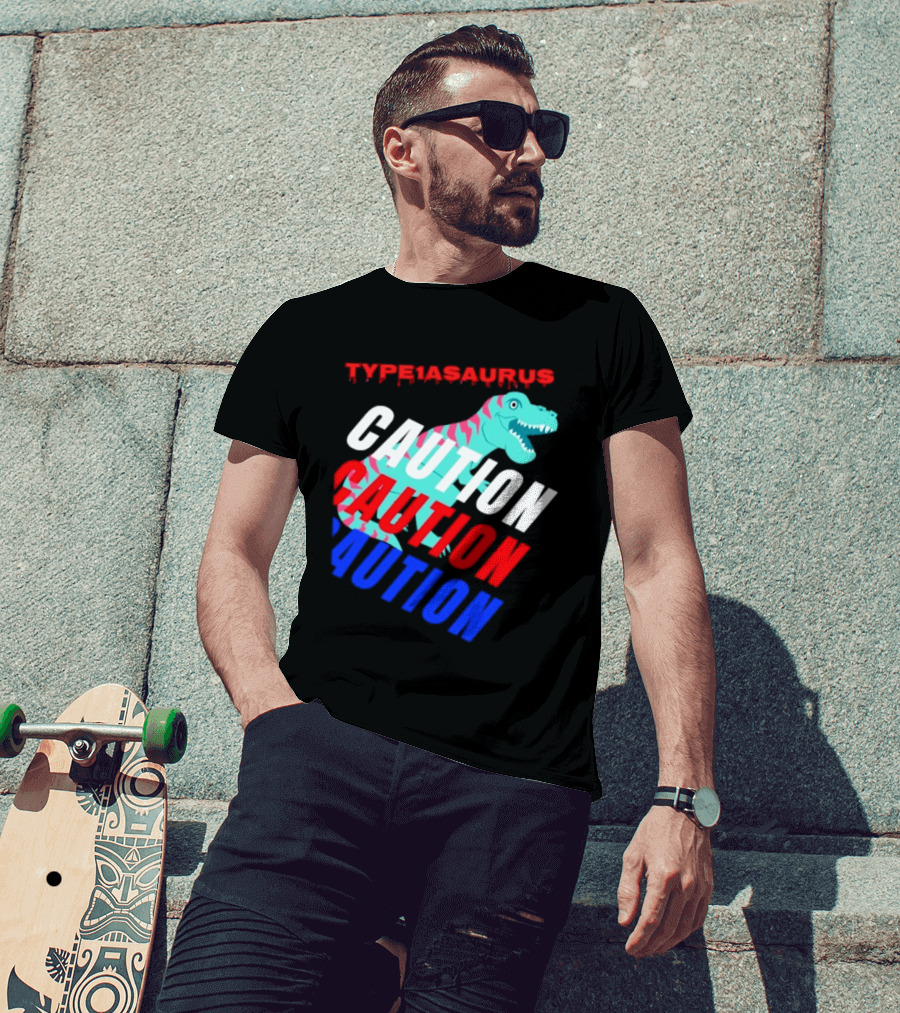 CAUTION Type1asaurus Dinosaur Warning T-Shirt