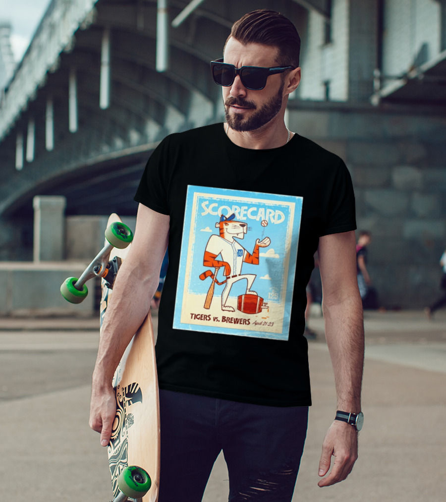 Scorecard Tigers Vs Brewers April 21 23 Retro 125 T-Shirt