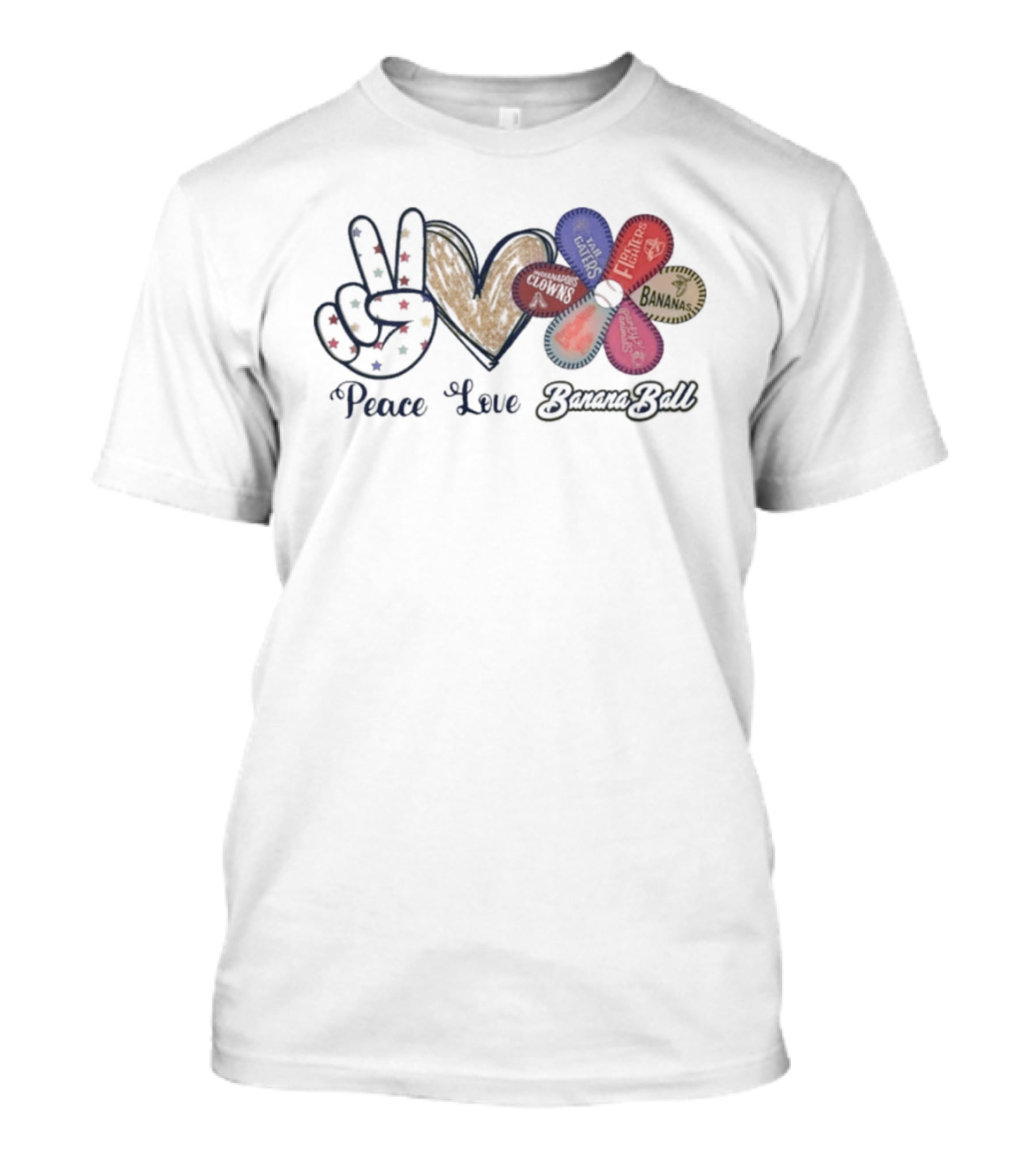 Peace Love Banana Ball 2026 Flower Power T-Shirt