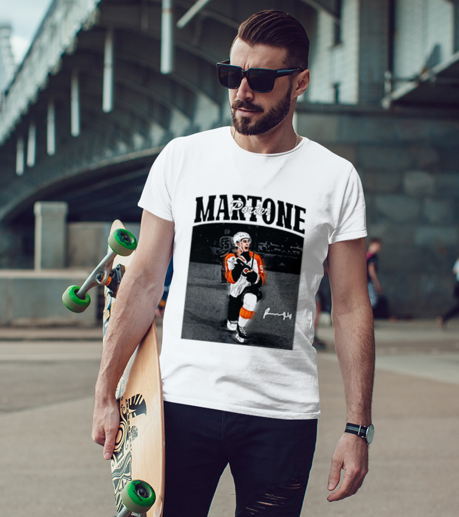 Porter Martone Fly Hockey Celebration With Signature T-Shirt