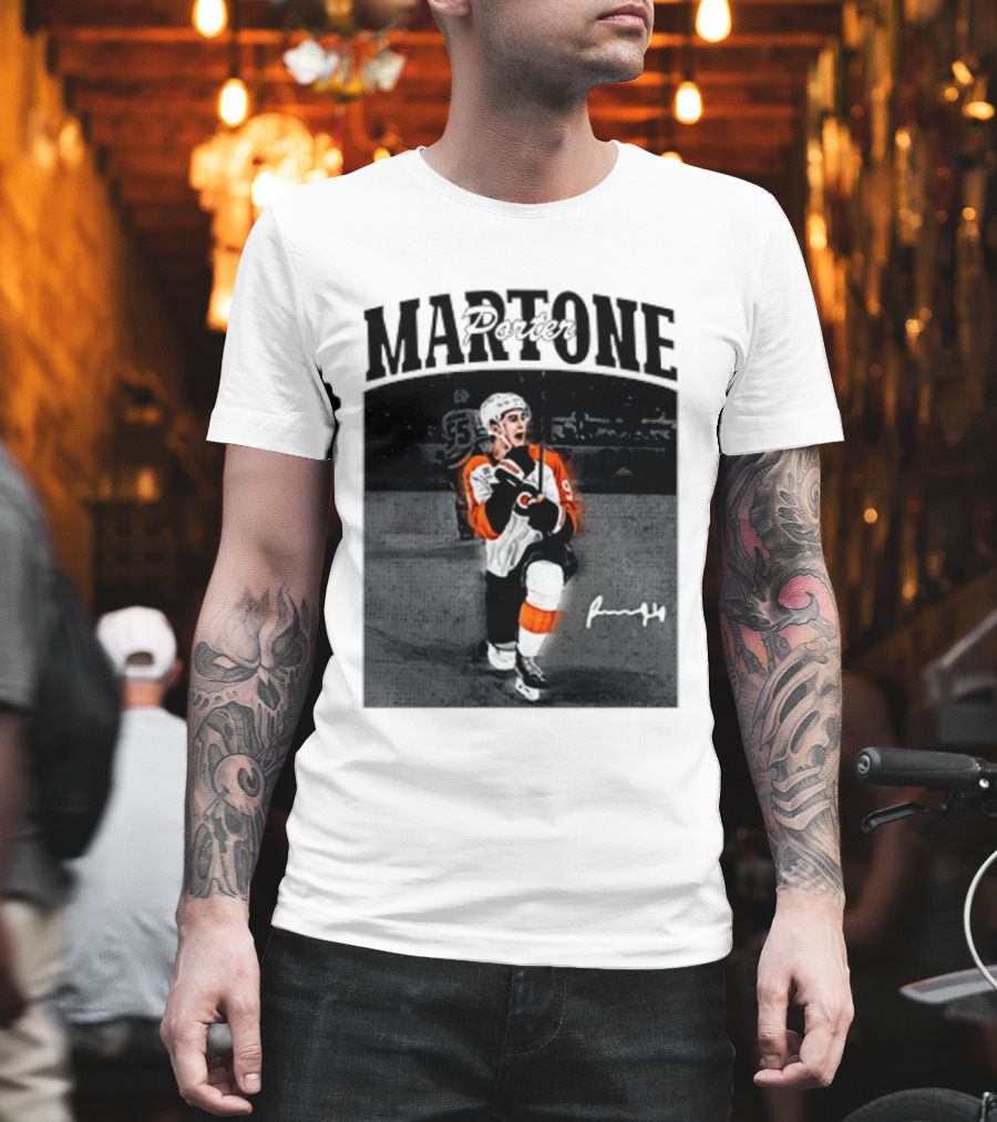 Porter Martone Fly Hockey Celebration With Signature T-Shirt