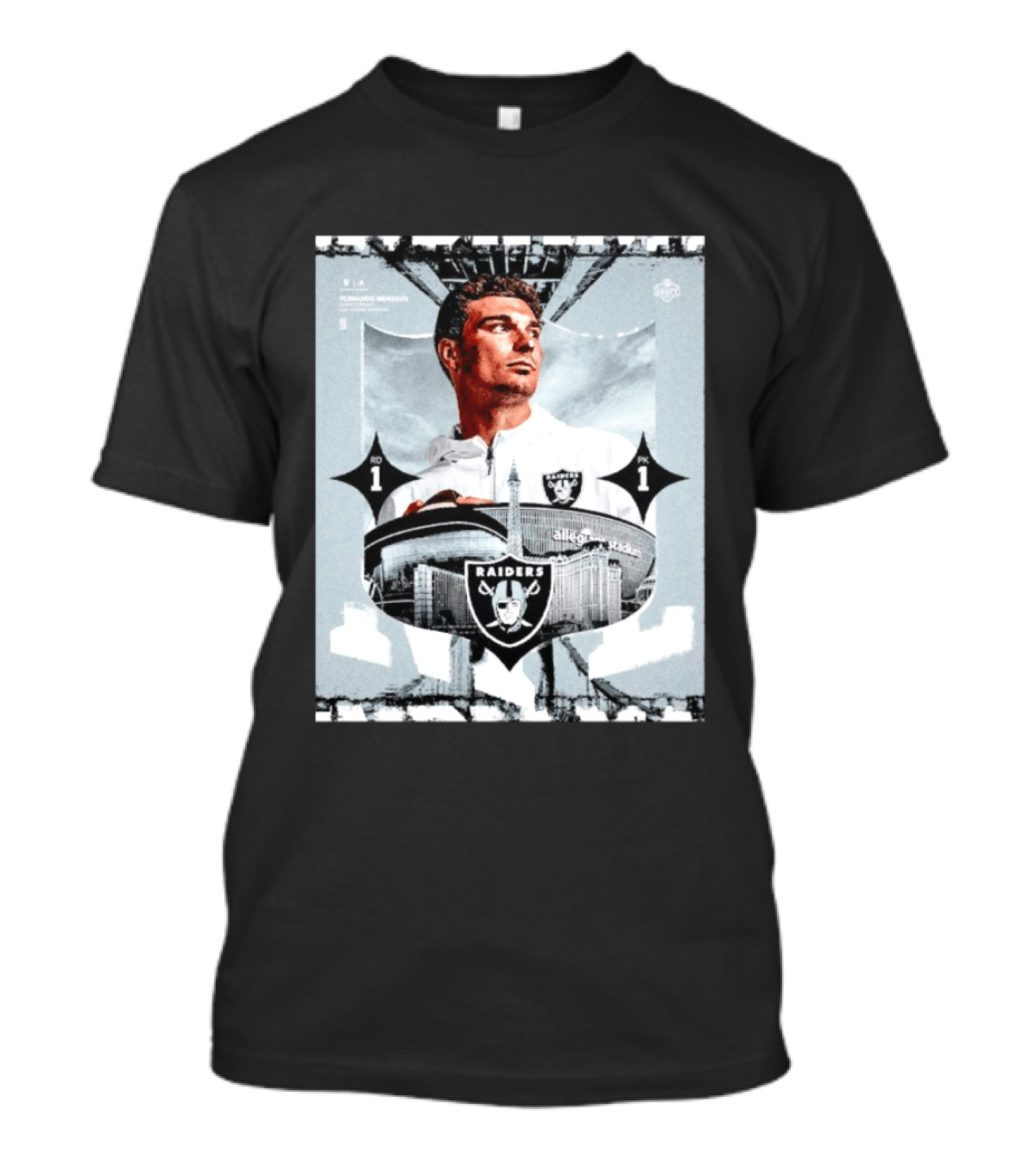 Fernando Mendoza Raiders Allegiant Stadium RD 1 PK 1 T-Shirt