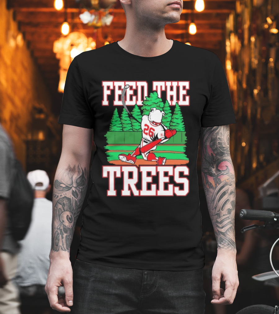 Georgia Bulldogs Feed The Trees Baseball 26 Player Swinging Bat T-Shirt