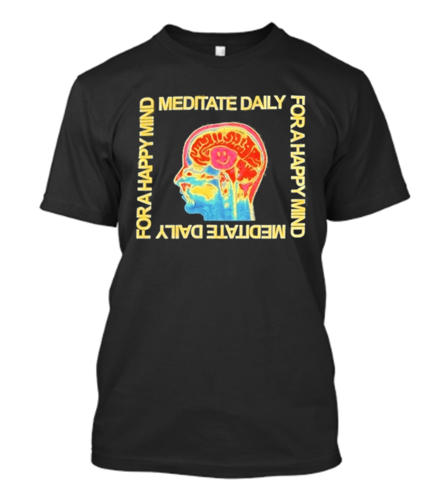 Meditate Daily For A Happy Mind Colorful Brain T-Shirt