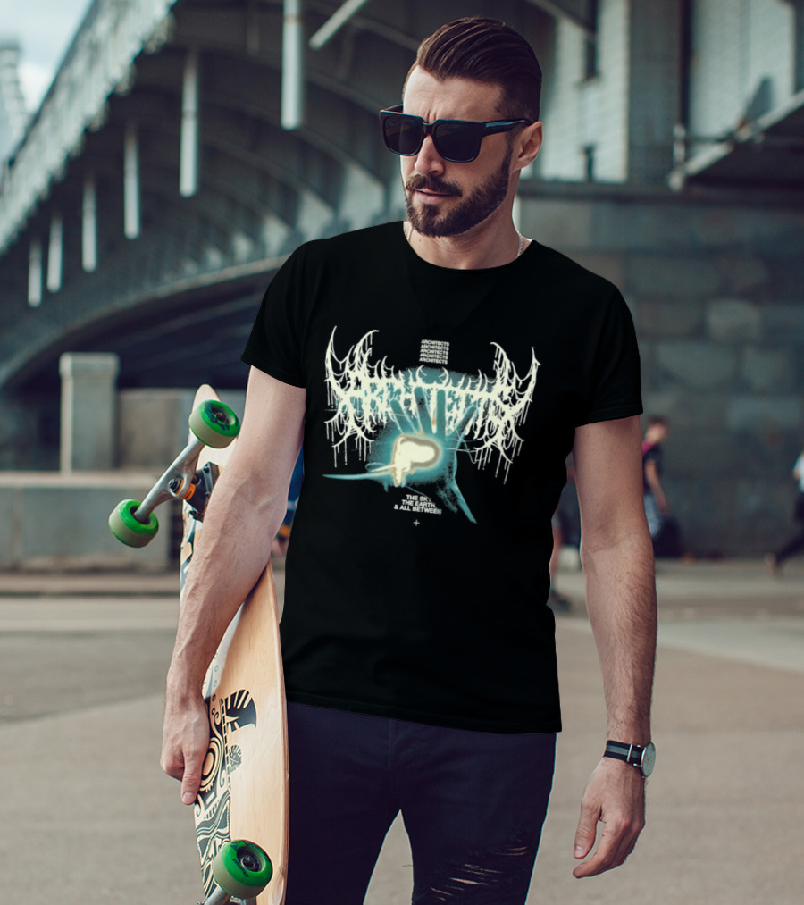 Architects The Earth The Sky And All Between Hand Unique Skull Wings T-Shirt