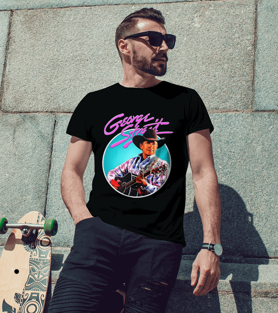 George Strait Country Music Legend Cowboy Hat And Guitar T-Shirt