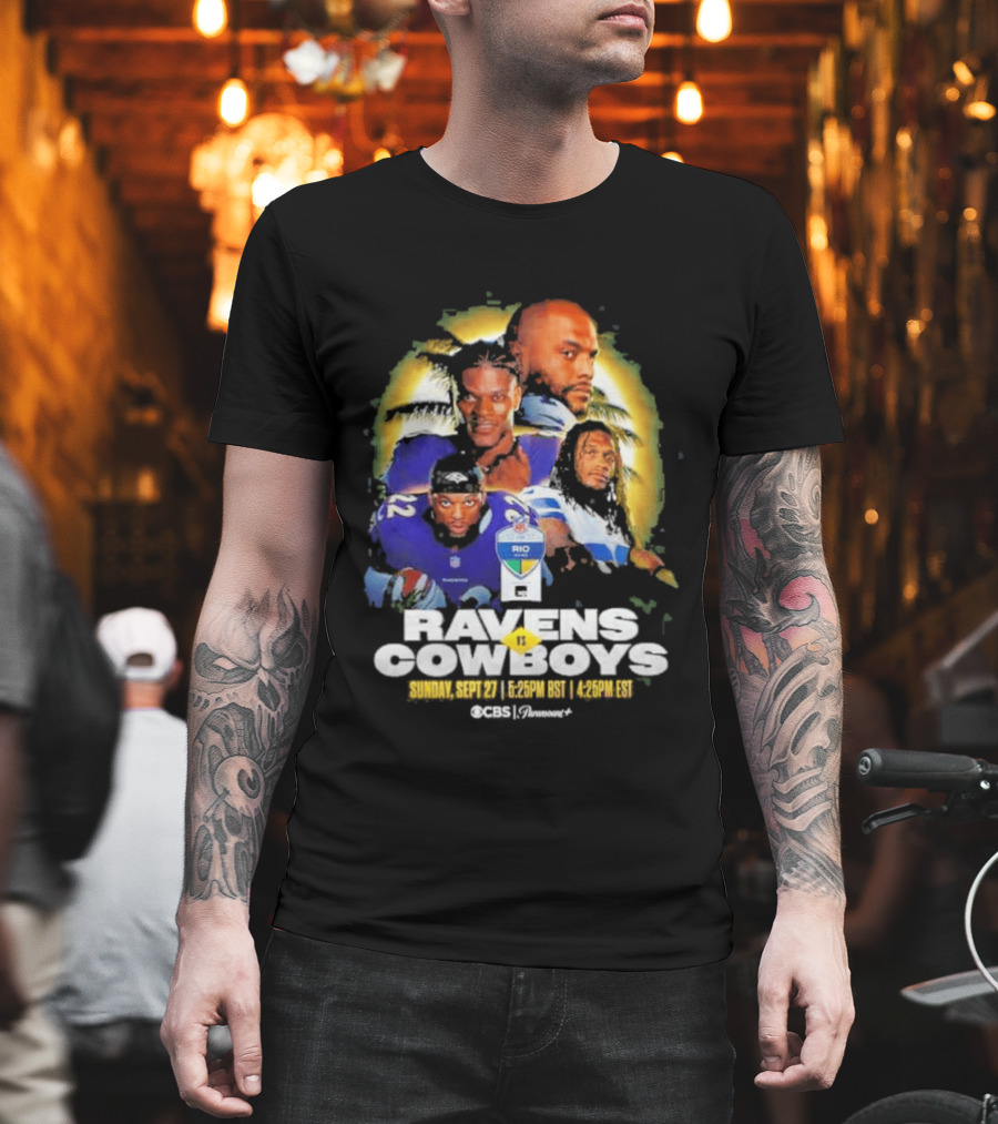 Rio Game 2026 Baltimore Ravens Vs Dallas Cowboys September 27 Matchup Sunday 1 P.M. BRT T-Shirt