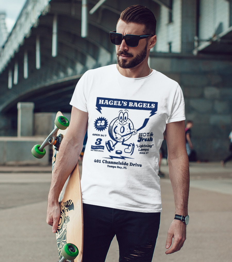 Hagel's Bagels Hockey Tampa Bay Lightning Lauro 401 Channelside Drive T-Shirt