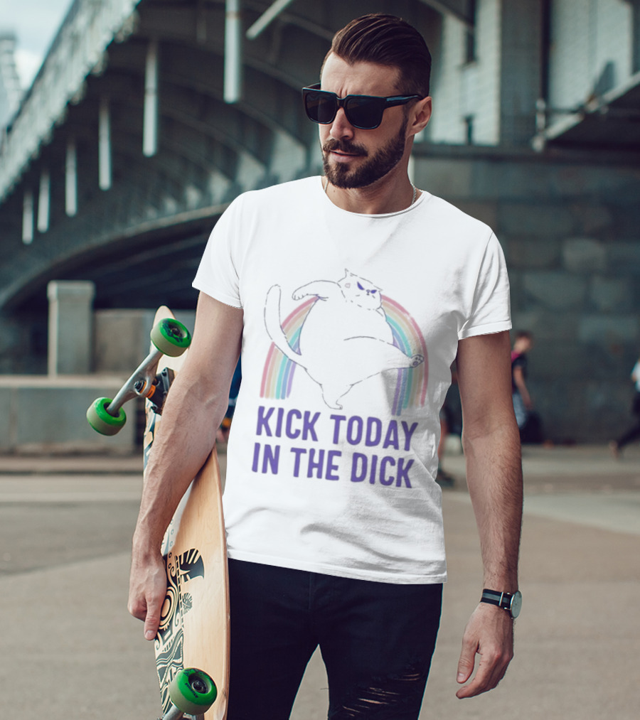 Kick Today In The Dick Rainbow Cat T-Shirt