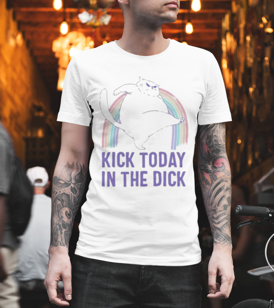 Kick Today In The Dick Rainbow Cat T-Shirt