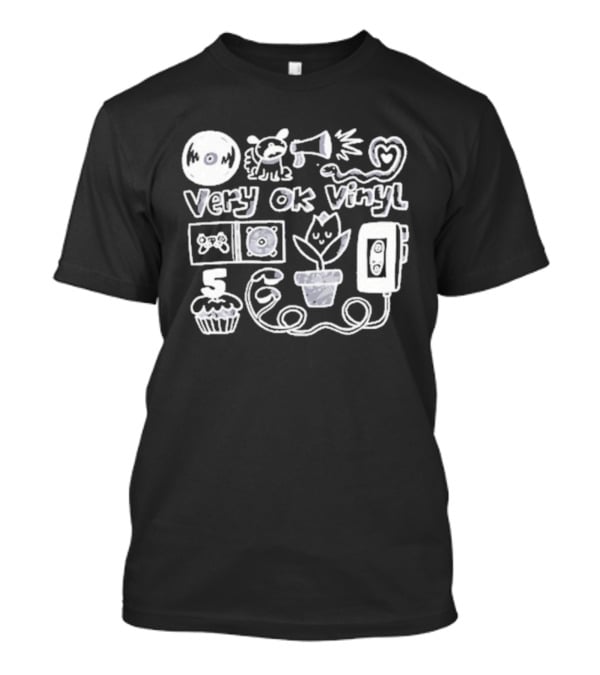 Very Ok Vinyl 5th Anniversary Cupcake Flower Megaphone Heart Cassette Doodle T-Shirt