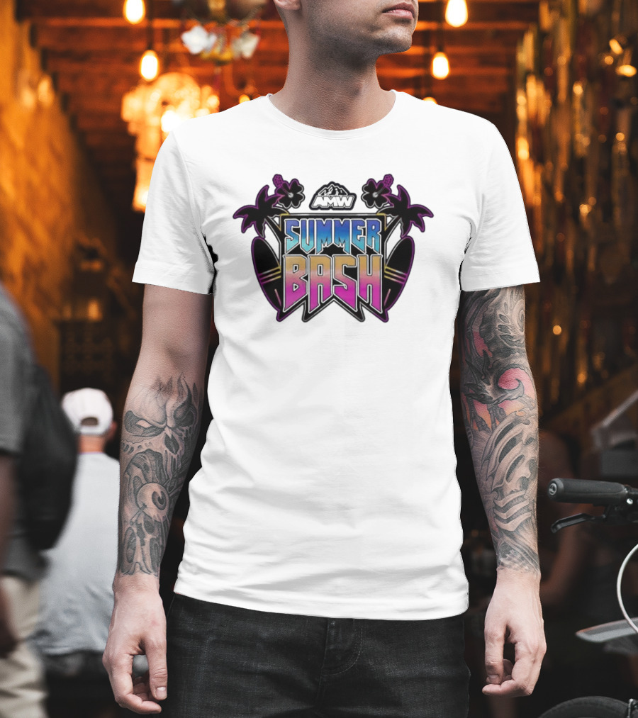 AMW Summer Bash Tropical Vibes With Palm Trees And Surfboards T-Shirt