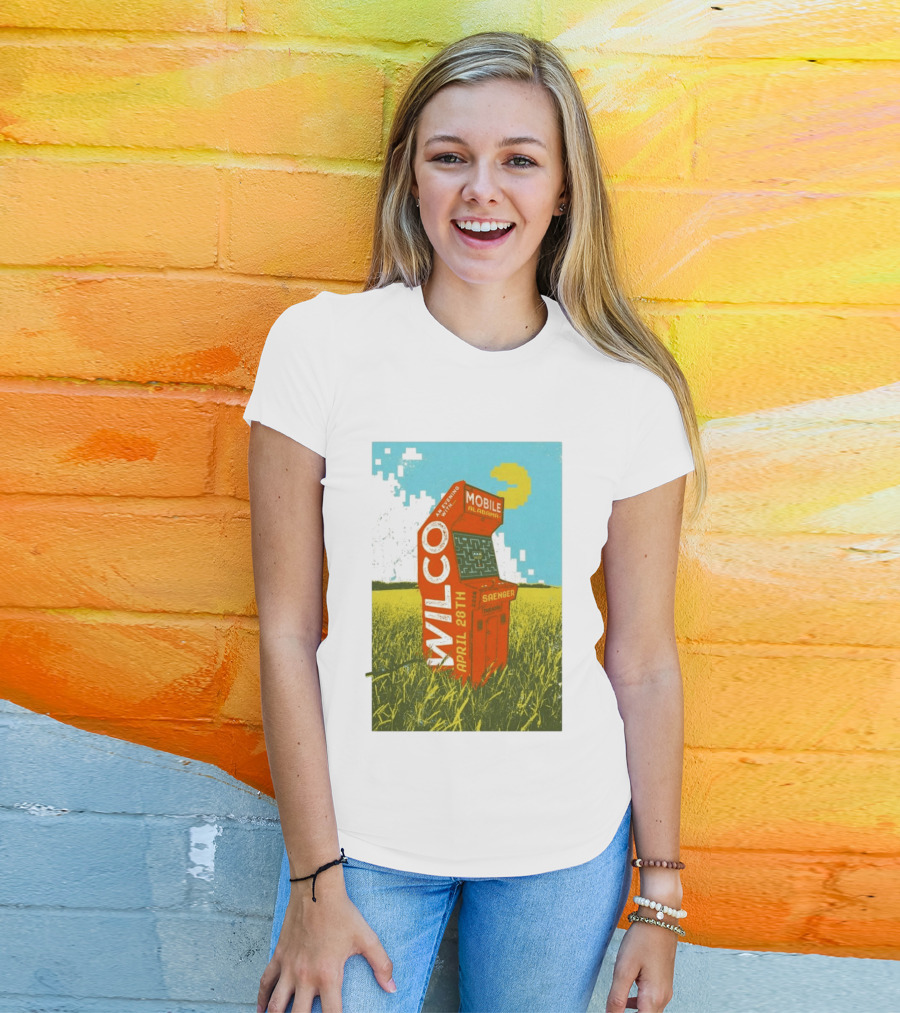 Wilco Saenger Mobile Alabama April 28th Arcade Retro Concert T-Shirt