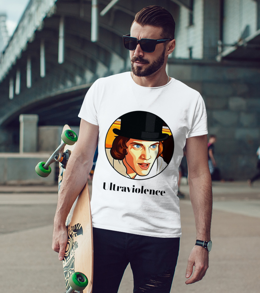 Alex DeLarge Ultraviolence Portrait Work Orange T-Shirt
