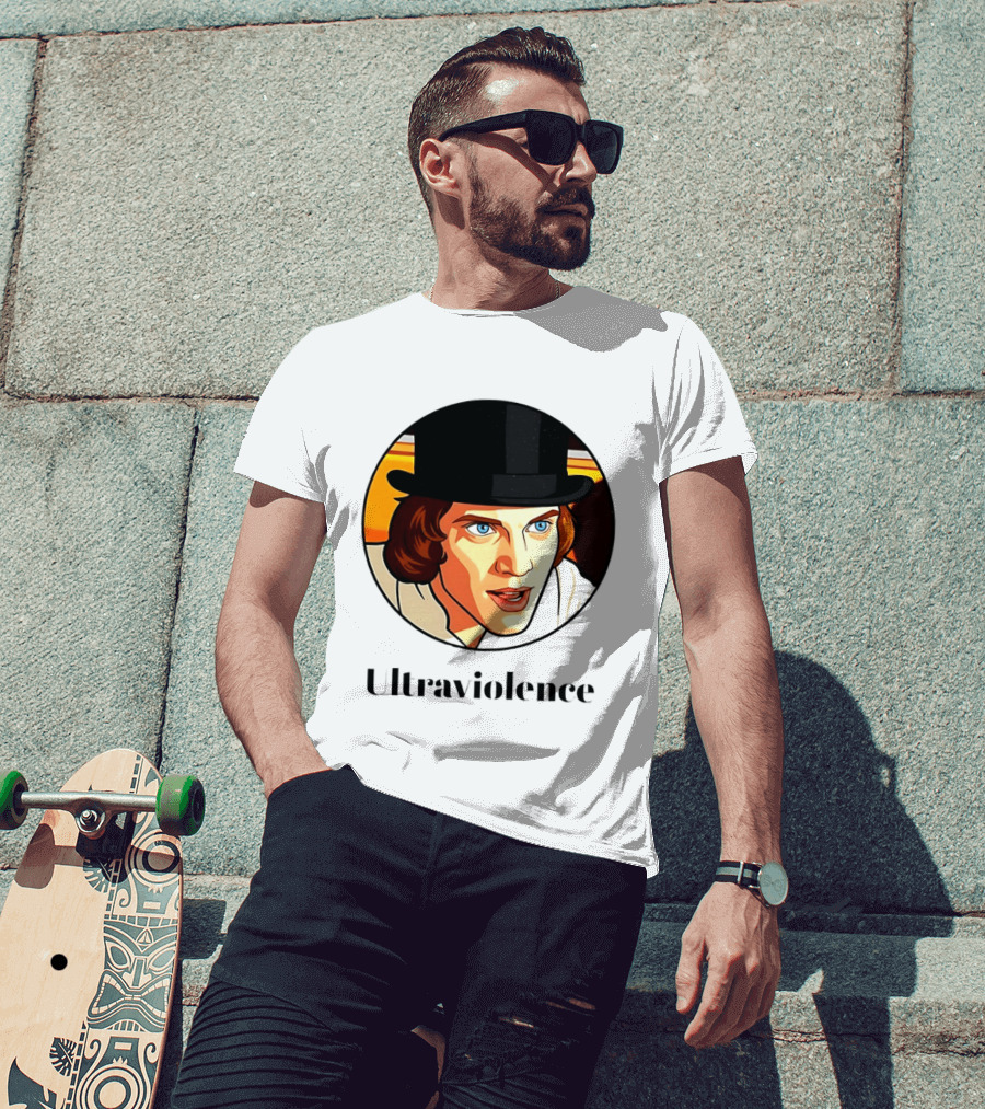 Alex DeLarge Ultraviolence Portrait Work Orange T-Shirt