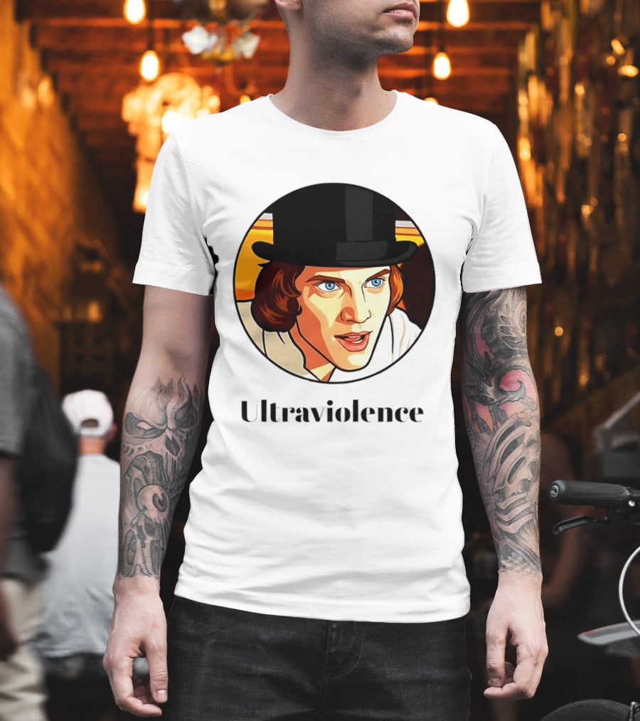 Alex DeLarge Ultraviolence Portrait Work Orange T-Shirt